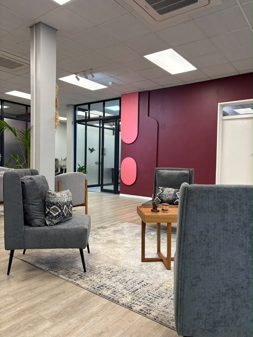 Brand-coloured waiting lounge